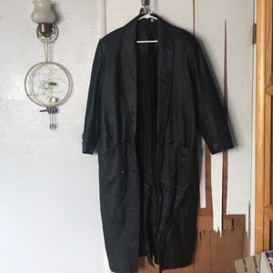 Preston and York black leather trench coat